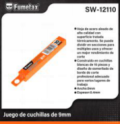 SW-12110 (Caja master 480)(MOQ 20 pzs=1 caja) Juego de cuchillas de 9mm