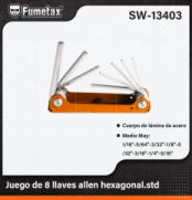 SW-13403 (Caja master 48)(MOQ 1 juego=1 blister) Juego de 8 llaves allen hexagonal.std