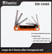 SW-13405 (Caja master 48)(MOQ 1 juego=1 blister) Juego de 9 llaves allen hexagonal.std
