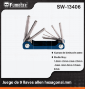 SW-13406 (Caja master 48)(MOQ 1 juego=1 blister) Juego de 9 llaves allen hexagonal.mm