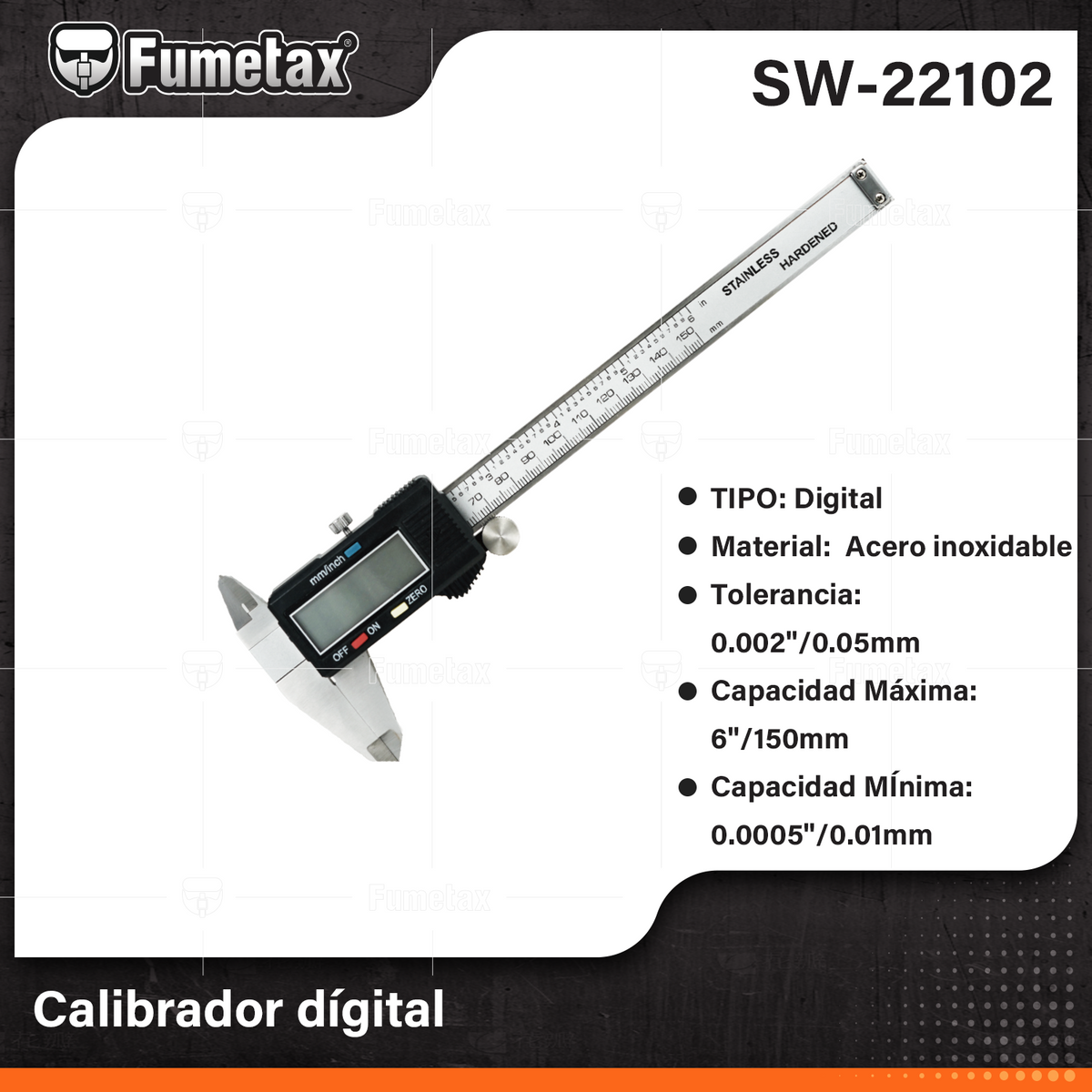 SW-22102-(Caja master 1 CTN=30 SKU)-(MOQ 1 SKU)-Calibrador vernier
Emplea 1 pila CR2032