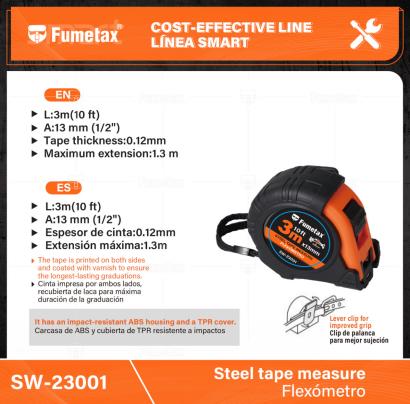 SW-23001-(Caja master 1 CTN=120 SKU)-(MOQ 12 SKU)-Carcasa de ABS y cubierta de TPR resistente a impactos
Cinta impresa por ambos lados, recubierta de laca para máxima duración de la graduación