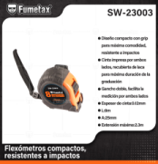 SW-23003 (Caja master 60)(MOQ 60 pzs=1 caja) Flexómetros compactos,resistentes a impactos