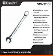 SW-31105 (Caja master 160)(MOQ 20 pzs=1 Caja) Llave combinada estándar