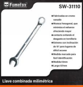 SW-31110 (Caja master 200)(MOQ 20 pzs=1 Caja) Llave combinada milimétrica