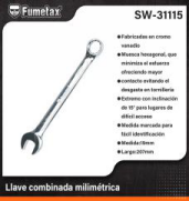SW-31115 (Caja master 100)(MOQ 10 pzs=1 Caja) Llave combinada milimétrica