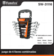 SW-31116 (Caja master 24)(MOQ 1 juego=1 gancho) juego de 6 llaves combinadas