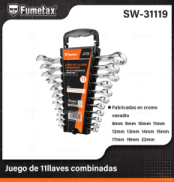 SW-31119 (Caja master 12)(MOQ 1 juego=1 gancho) Juego de 11llaves combinadas
