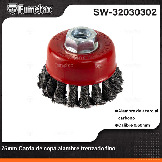 SW-32030302 (Caja master 30)(MOQ 1pz=1caja) 75mm Cardas de copa, alambre trenzado fino