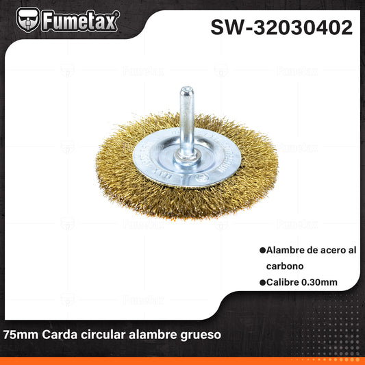 SW-32030402 (Caja master 30)(MOQ 1pz=1etiqueta) 75mm Cardas circulares, alambre grueso