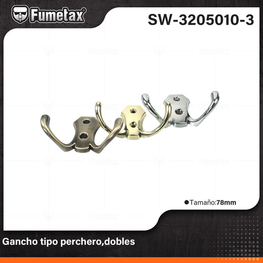 SW-3205010-3 (Caja master 500)(MOQ 1pz=1etiqueta) Gancho tipo perchero,dobles