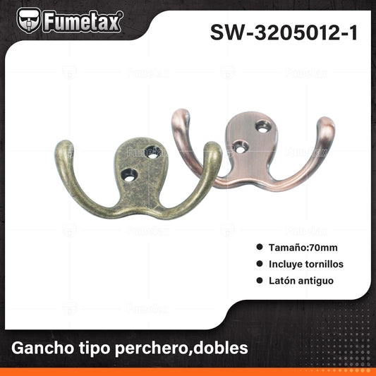 SW-3205012-1 (Caja master 500)(MOQ 1pz=1etiqueta) Gancho tipo perchero,dobles