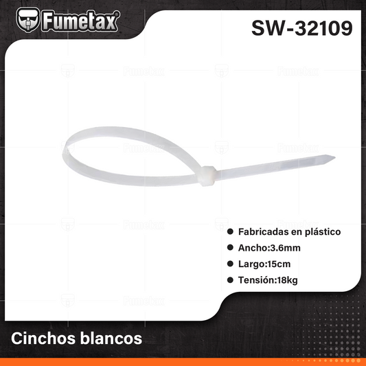 SW-32109 (Caja master 300 bolsa)(MOQ 1bolsa=100pzs) Cinchos blancos