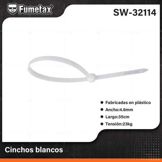 SW-32114 (Caja master 100 bolsa)(MOQ 1bolsa=100pzs) Cinchos blancos