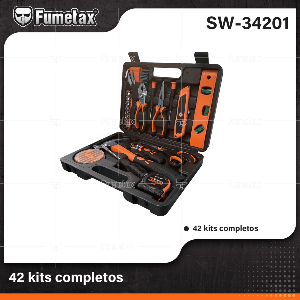SW-34201-(Caja master 1 CETN=8 SKU)-(MOQ 1 SKU)-Juego de 42 herramientas
12 llaves  hexagonals:0.9-6mm