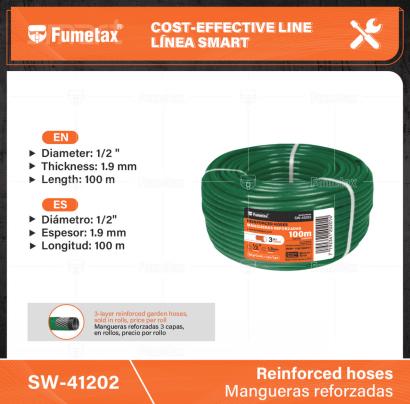 SW-41202-(Caja master 1 CTN=1 SKU)-(MOQ 1 SKU)-Refuerzo de 3 capas y con tramado de hilo
DIÁMETRO: 1/2"