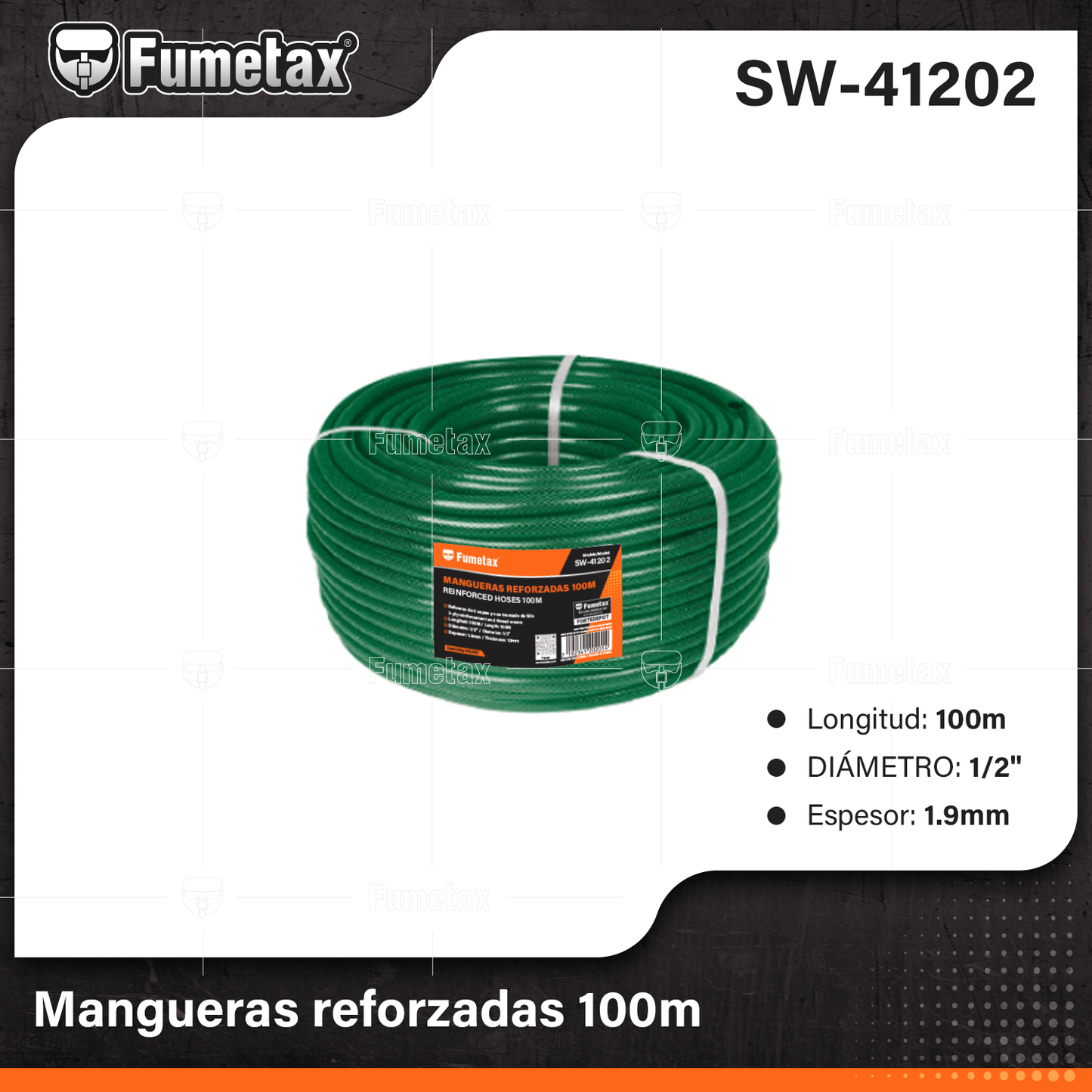SW-41202 (Caja master 1)(MOQ 1pz=1etiqueta) Mangueras reforzadas 100m