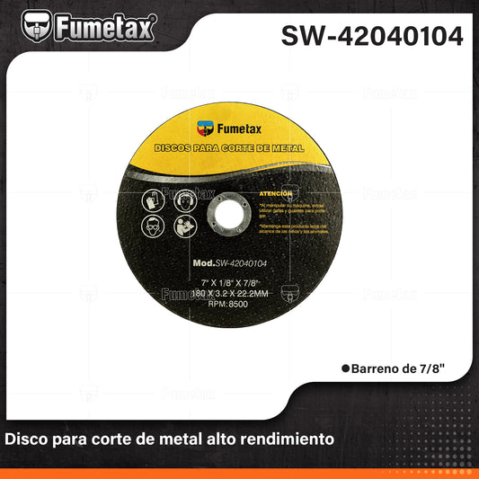 SW-42040104 (Caja master 100)(MOQ 10pzs=1encogible) Disco para corte de metal alto rendimiento