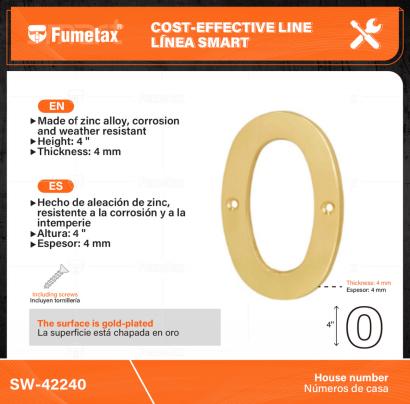 SW-42240-(Caja master 1 CTN=50 SKU)-(MOQ 1 SKU)-La superficie está chapada en oro，incluyendo dos tornillos del mismo color
Hecho de aleación de zinc, resistente a la corrosión y a la intemperie