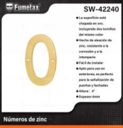 SW-42240 (Caja master 50)(MOQ  1 pz=1 tarjeta) Números de zinc