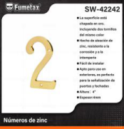 SW-42242 (Caja master 50)(MOQ  1 pz=1 tarjeta) Números de zinc