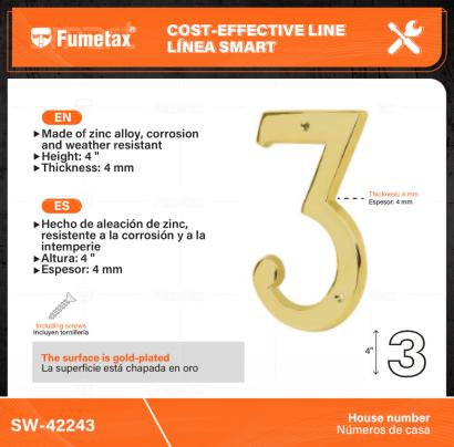 SW-42243-(Caja master 1 CTN=50 SKU)-(MOQ 1 SKU)-La superficie está chapada en oro，incluyendo dos tornillos del mismo color
Hecho de aleación de zinc, resistente a la corrosión y a la intemperie