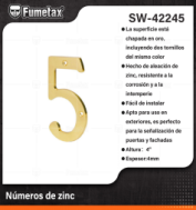 SW-42245 (Caja master 50)(MOQ  1 pz=1 tarjeta) Números de zinc