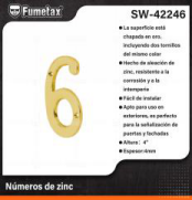 SW-42246 (Caja master 50)(MOQ  1 pz=1 tarjeta) Números de zinc