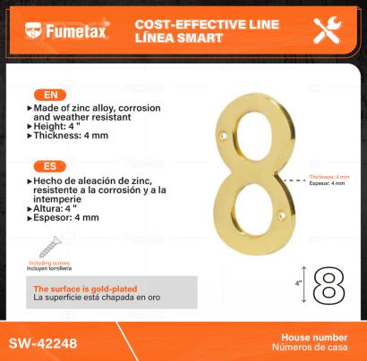 SW-42248-(Caja master 1 CTN=50 SKU)-(MOQ 1 SKU)-La superficie está chapada en oro，incluyendo dos tornillos del mismo color
Hecho de aleación de zinc, resistente a la corrosión y a la intemperie