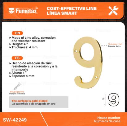 SW-42249-(Caja master 1 CTN=50 SKU)-(MOQ 1 SKU)-La superficie está chapada en oro，incluyendo dos tornillos del mismo color
Hecho de aleación de zinc, resistente a la corrosión y a la intemperie