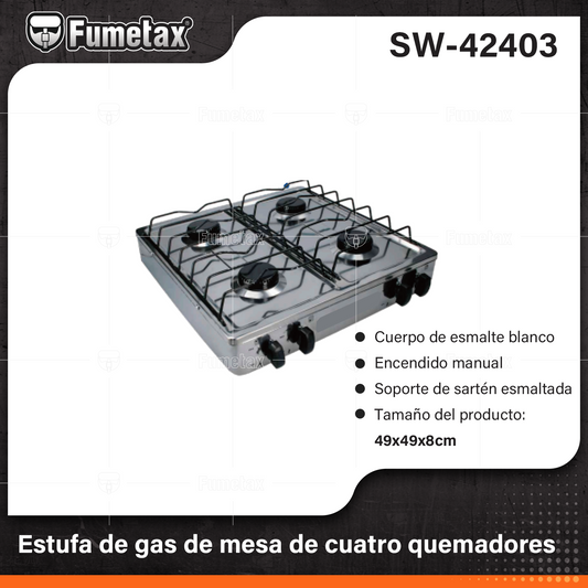 SW-42403 (Caja master 1)(MOQ 1pz=1coeton) Estufa de gas de mesa de cuatro quemadores