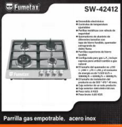 SW-42412 (Caja master 1)(MOQ  1 pz=1 Cartón) Parrilla gas empotrable, acero inox