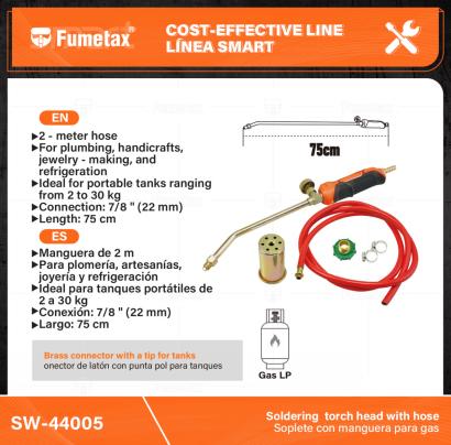 SW-44005-(Caja master 1 CTN=24 SKU)-(MOQ 1 SKU)-onector de latón con punta pol para tanques
Manguera de 2 m
