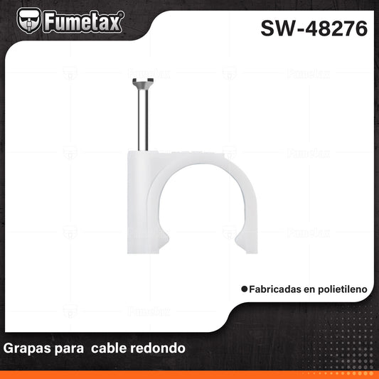 SW-48276 (Caja master 50)(MOQ 100pzs=1bolsa) Grapas para  cable redondo