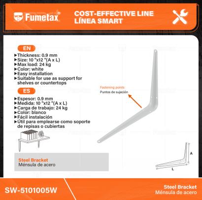 SW-5101005W-(Caja master 1 CTN=120 SKU)-(MOQ 24 SKU)-Ménsula de acero
Espesor:0.9mm