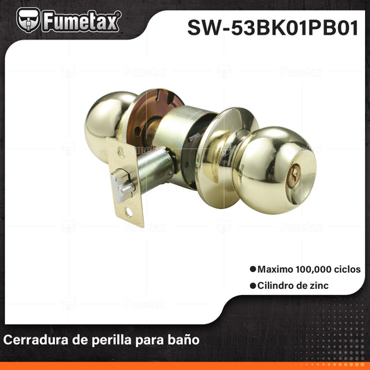 SW-53BK01PB01 (Caja master 24)(MOQ 1pz=1blister) Cerradura de perilla  para baño