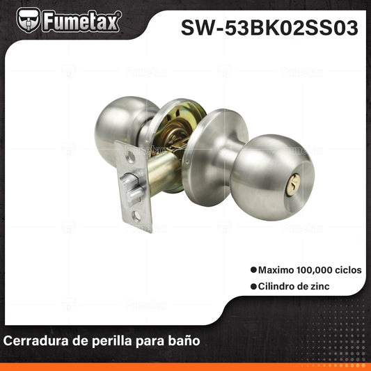 SW-53BK02SS03 (Caja master 24)(MOQ 1pz=1blister) Cerradura de perilla  para baño