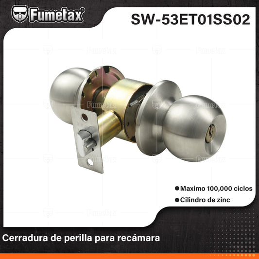SW-53ET01SS02 (Caja master 24)(MOQ 1pz=1blister) Cerradura de perilla para recamara