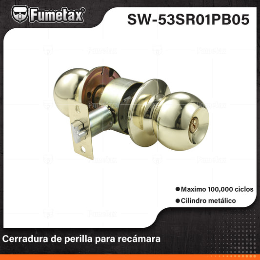 SW-53SR01PB05 (Caja master 24)(MOQ 1pz=1blister) Cerradura de perilla para recamara