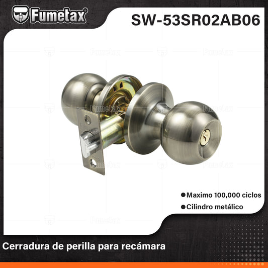 SW-53SR02AB06 (Caja master 24)(MOQ 1pz=1blister) Cerradura de perilla para recamara
