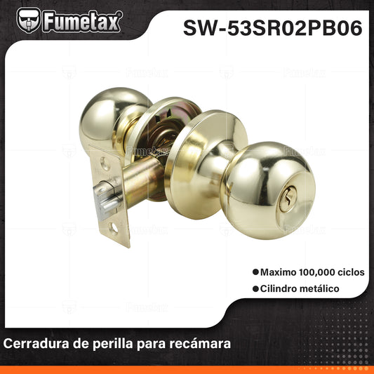 SW-53SR02PB06 (Caja master 24)(MOQ 1pz=1blister) Cerradura de perilla para recamara