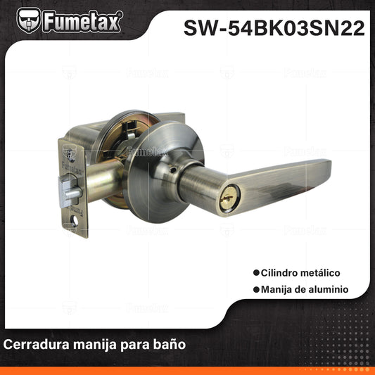 SW-54BK03SN22 (Caja master 24)(MOQ 1pz=1blister) "Cerradura manija para baño"