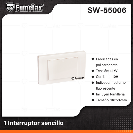 SW-55006-(Caja master 1 CTN=100 SKU)-(MOQ 10 SKU)-Placa con  interruptor
Fabricadas en policarbonato