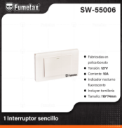 SW-55006 (Caja master 100)(MOQ 10 pzs=1 caja) 1 Interruptor sencillo