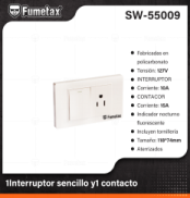 SW-55009 (Caja master 100)(MOQ 10 pzs=1 caja) 1lnterruptor sencillo y1 contacto