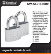 SW-5501S50011 (Caja master 24)(MOQ  2 pzs=1 tarjeta) Juegos de candado de latón