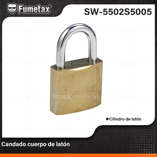 SW-5502S5005-(Caja master 1 CTN=120 SKU)-(MOQ 6 SKU)-Cuerpo de hierro con acabado color latón y gancho corto 
Seguro tipo perno, seguridad estándar