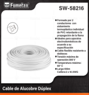 SW-58216 (Caja master 1)(MOQ 1 pz=1 Caja) Cable de Alucobre Dúplex