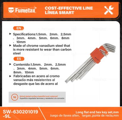 SW-630201019-9L-(Caja master 1 CTN=40 SKU)-(MOQ 10 SKU)-Fabricadas en acero al cromo vanadio más resistentes al desgaste que las de acero al carbono
Superficie niquelada hermosa y resistente a la corrosión