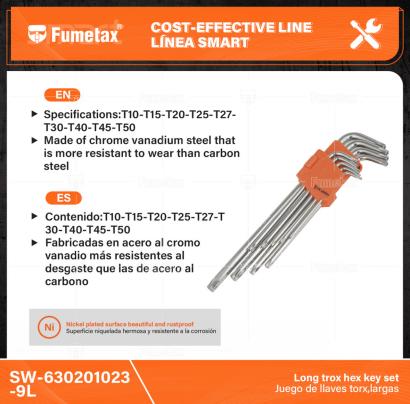SW-630201023-9L-(Caja master 1 CTN=40 SKU)-(MOQ 10 SKU)-Fabricadas en acero al cromo vanadio más resistentes al desgaste que las de acero al carbono
Superficie niquelada hermosa y resistente a la corrosión